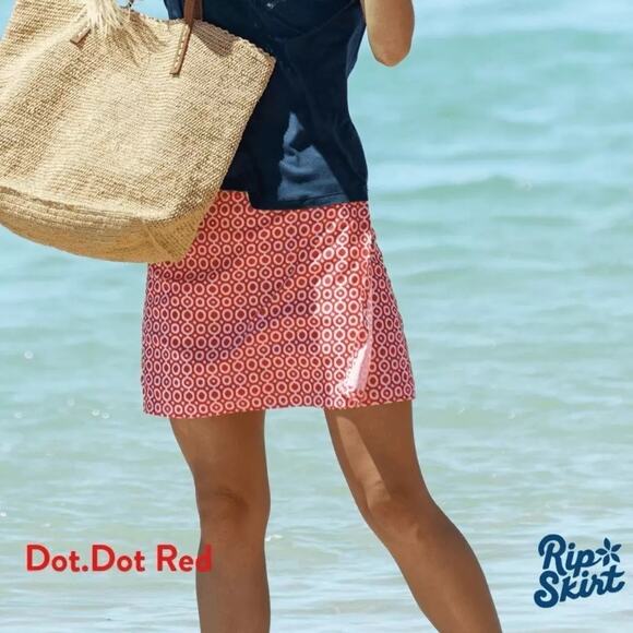 RipSkirt Hawaii Adjustable Length 2 Wrap Skirt Womens XL Geo Print Pockets Red - Picture 2 of 11